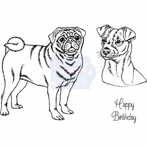 Sweet Dixie Pug and Jack Russell Terrier - Clear Stamps - Lilly Grace Crafts