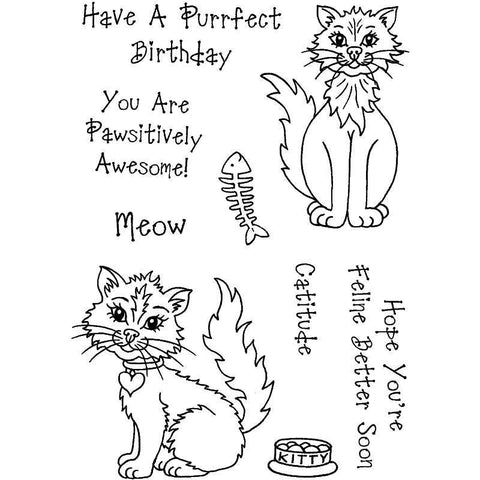 Sweet Dixie Have A Purrfect Birthday - Clear Stamp - Lilly Grace Crafts