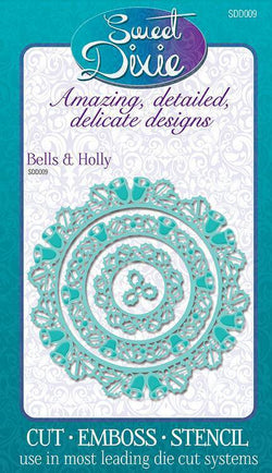 Sweet Dixie Metal Die Circular Bells and Holly set of 4 dies - Lilly Grace Crafts