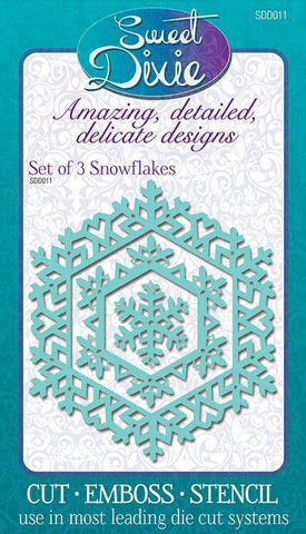 Sweet Dixie Metal Die Set of 3 Snowflakes - Lilly Grace Crafts