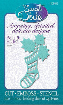Sweet Dixie Metal Die Stocking and Holly - Lilly Grace Crafts
