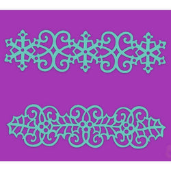 Sweet Dixie Swirling Holly and Snowflake Border Stencil - Lilly Grace Crafts
