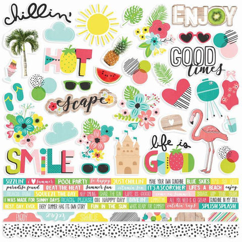 Simple Stories Hello Summer Combo Sticker - Lilly Grace Crafts