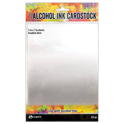 Ranger Industries Alcohol Ink Cardstock  - Brushed Silver - 5" x 7" - 10 Sheets - Lilly Grace Crafts