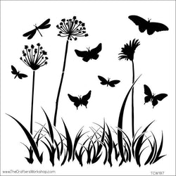 The Crafters Workshop Mini Template Butterfly Meadow Stencil 6x6 - Lilly Grace Crafts
