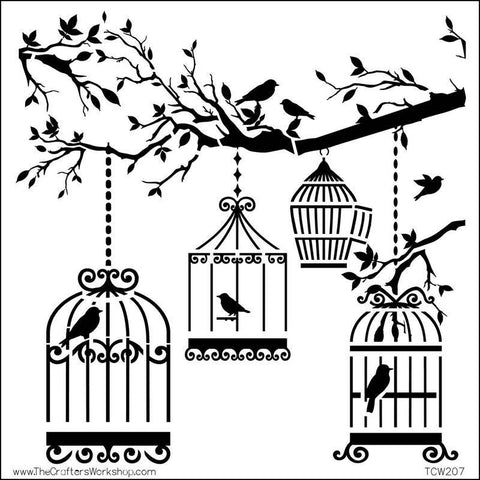 The Crafters Workshop Mini Template Birds of a Feather Stencil 6x6 - Lilly Grace Crafts