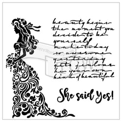 The Crafters Workshop She said Yes 6x6 inch Stencil - Lilly Grace Crafts