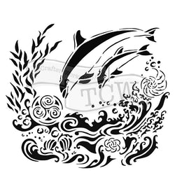 The Crafters Workshop Dolphins 6x6 inch Stencil - Lilly Grace Crafts