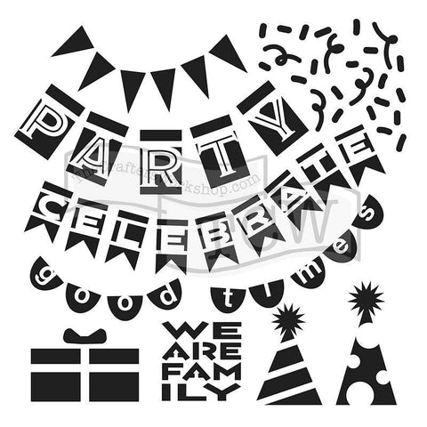 The Crafters Workshop Party Banners 6x6 inch Stencil - Lilly Grace Crafts