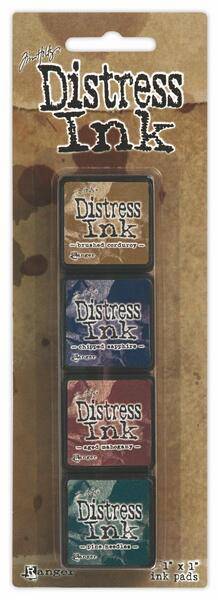 Ranger Industries Distress Mini Ink Kit 12 - Sold in a strip of 4 pads - Lilly Grace Crafts