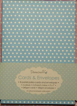 Trimcraft Dovecraft Pastel Polka 5"x7" Cards and Envelopes , with matching print envelope - Lilly Grace Crafts