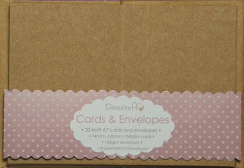 Trimcraft Dovecraft Mini Kraft A7 Cards and Envelopes, with plain kraft envelope - Lilly Grace Crafts