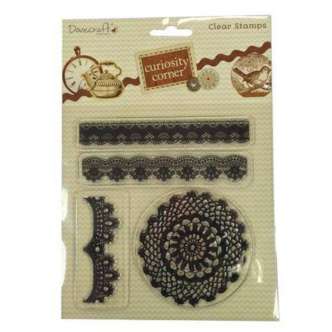 Trimcraft Curiosity Corner A5 Clear stamp doily and lace - Lilly Grace Crafts