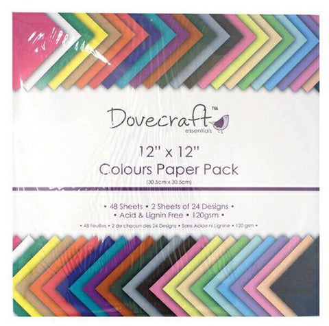 Trimcraft 12X12 Paper Pack Colours Value 48 Sheets - Lilly Grace Crafts