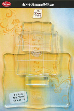 Viva Decor Acrylic Block Set of 3 (7x7cm, 10x10cm, 13X16cm with handle) in a blister - Lilly Grace Crafts