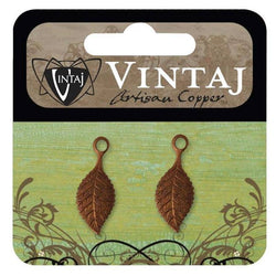 Vintaj 22.5x9mm Spring Green Leaf - Lilly Grace Crafts