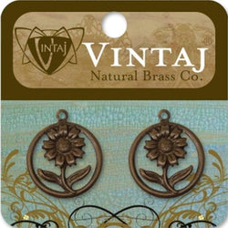 Vintaj 16mm Sunflower Motif - Lilly Grace Crafts