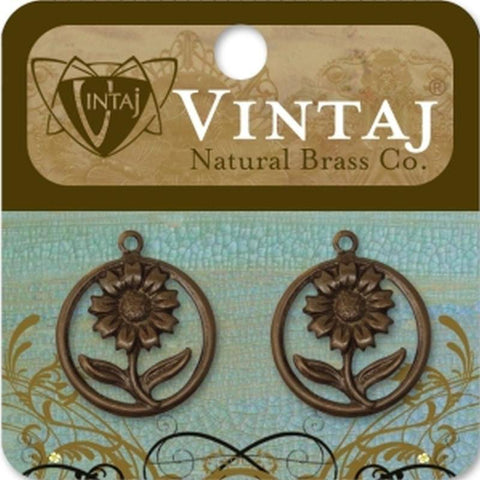 Vintaj 16mm Sunflower Motif - Lilly Grace Crafts