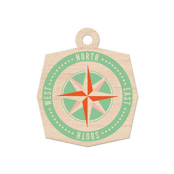 We R Memory Keepers Jet Set Collection - Wood Tag - Compass - Lilly Grace Crafts