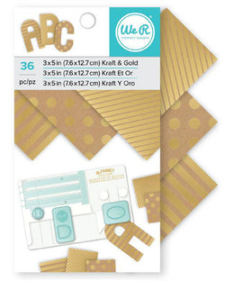 We R Memory Keepers Paper Pad Kraft and Gold Foil 36pc - Lilly Grace Crafts