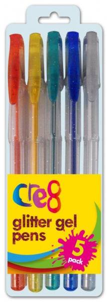 Cre8 Glitter Gel Pens - 5 Colours - Lilly Grace Crafts