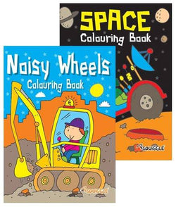 Space & Noisy Wheels Colouring Books - Lilly Grace Crafts