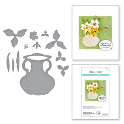 Spellbinders Daffodil/Narcissus and Antique Vase with Honey Bee