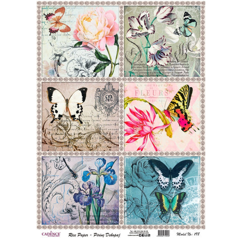 Cadence Rice Decoupage Paper - Flutterby Delight - CA729058 - Lilly Grace Crafts