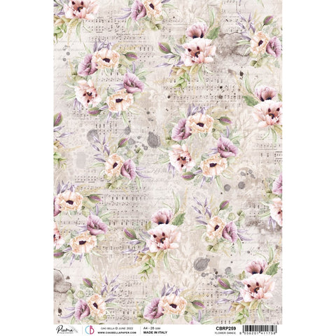 Ciao Bella Papers Rice Paper A4 Flower Dance - 5 Sheets - CBRP259 - Lilly Grace Crafts