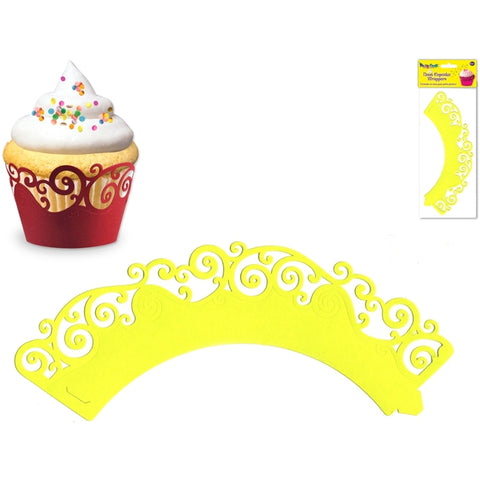 Cupcake Wrappers Swirl Yellow3 x packs of 6 - MIPC204F - Lilly Grace Crafts