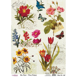 Cadence Rice Decoupage Paper - Victorian Botanical - CA725067 - Lilly Grace Crafts