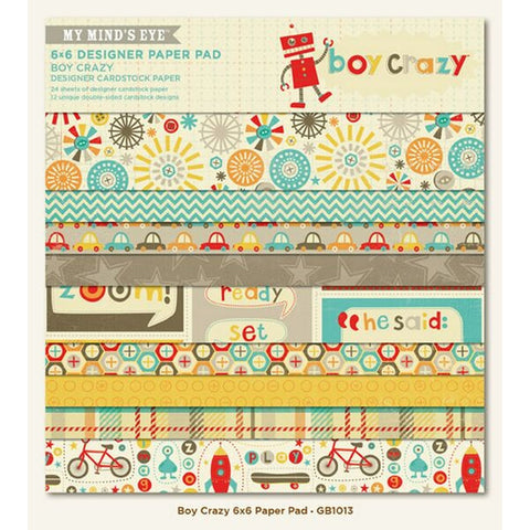 Boy Crazy 6x6 Paper Pad Sold as Single Pads - MMEGB1013 - Lilly Grace Crafts