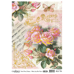Cadence Rice Decoupage Paper -  Metal Leaf Gold - Dreaming of Roses - CA747182 - Lilly Grace Crafts