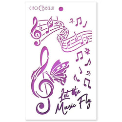 Ciao Bella Papers 5"x8" Stencil Let the Music Fly - CBMSB005 - Lilly Grace Crafts