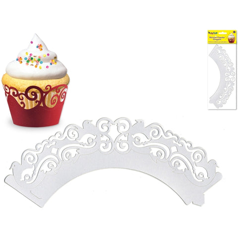 Cupcake Wrappers White3 x packs of 6 - MIPC202F - Lilly Grace Crafts