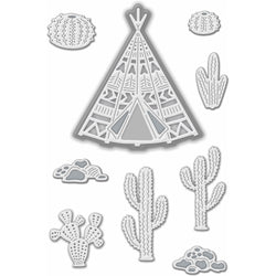 Sweet Dixie SD Tipi /Tepee with Cacti and Rocks Sweet Dixie Cutting Die - SDD571 - Lilly Grace Crafts