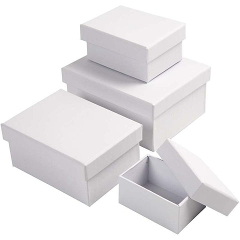 Creativ Rectangular Boxes 4 pcs, white - CLCV264050 - Lilly Grace Crafts