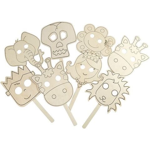 Creativ Children's Wooden Animal Masquerade Masks - 16 Piece - CLCV56402 - Lilly Grace Crafts