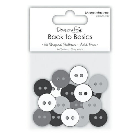 Trimcraft Dovecraft Plastic Buttons Monochrome x60 - TRDCBN008 - Lilly Grace Crafts