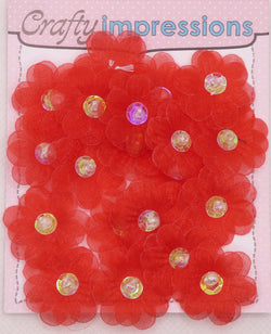 Red Flat Organza Flower Sold in Bags of 20's - CIAG6-250 - Lilly Grace Crafts