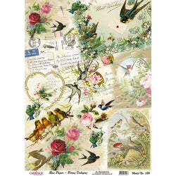 Cadence Rice Decoupage Paper - Floral and Bird Melody - CA725487 - Lilly Grace Crafts