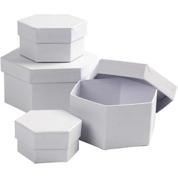 Creativ Hexagonal Boxes 4pcs white - CLCV264070 - Lilly Grace Crafts