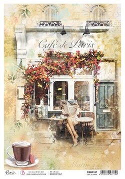 Ciao Bella Papers A4 Rice Paper x5 Café de Paris - CBRP187 - Lilly Grace Crafts