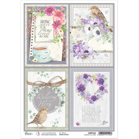 Ciao Bella Papers Rice Paper A4 Sparrow Hill Cards - 5 pack - CBRP243 - Lilly Grace Crafts