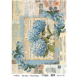 Cadence Rice Decoupage Paper - Hydrangea Blue - CA735691 - Lilly Grace Crafts