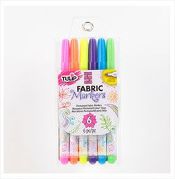 Tulip Tulip Neon Colour Fine Fabric Markers 6 pack - IL28975 - Lilly Grace Crafts