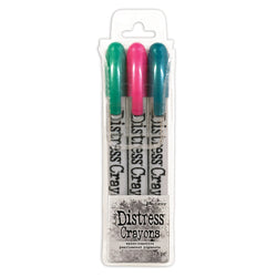 Ranger Distress Pearl Crayons Holiday Set 4  (Includes Merry Mint, Cocktail Party & Shiny Bauble) Tim Holtz Limited Edition - TSCK81180 - Lilly Grace Crafts