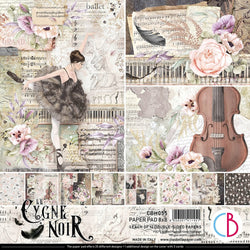 Ciao Bella Papers Cygne Noir (Black Swan) Paper Pad 8x8 12/Pack - CBH055 - Lilly Grace Crafts