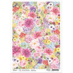 Ciao Bella Papers Rice Paper A4 Sparrow Hill Blossom - 5 pack - CBRP238 - Lilly Grace Crafts