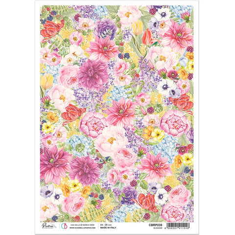 Ciao Bella Papers Rice Paper A4 Sparrow Hill Blossom - 5 pack - CBRP238 - Lilly Grace Crafts